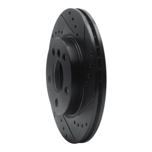 Mini Cooper Brake Rotor (1) - Front Right - R1 Concepts - Drilled & Slotted - Black - `14-`24